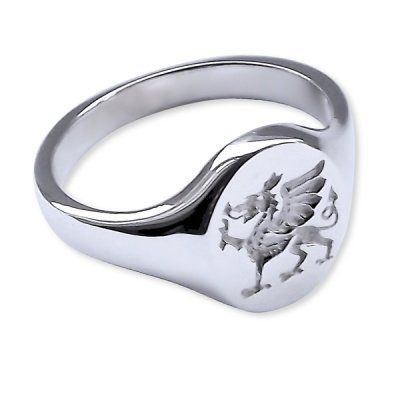 QUALITY UK Sterling Silver 14 X 12mm Welsh Dragon Crest Signet Ring Approx 8.1g Size H to Z