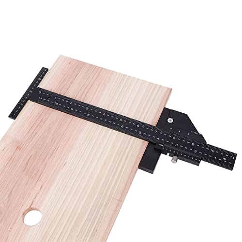 T-Typ 11,8 Zoll Holzbearbeitungs-Anreißlineal, Professioneller Doppelfunktions-Messschieber, Aluminium-T-Typ-Lineal für Handwerk, Modellbau, Holzbearbeitung, Möbelbau