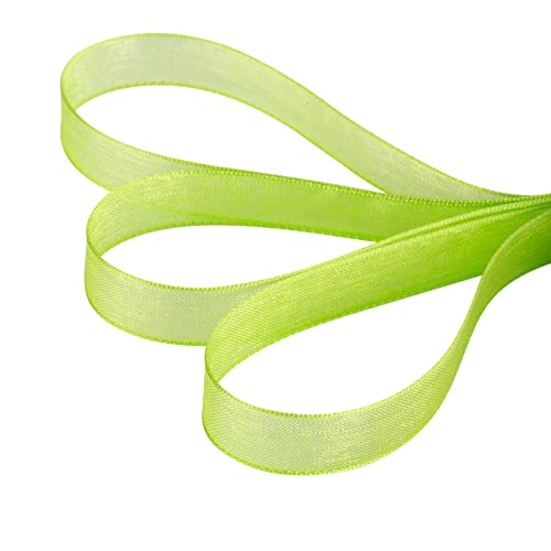 Ribbonitlux 9mm Sheer Organza Ribbon, Apple Green Shimmer Chiffon Ribbon 45M-Roll - Image 3
