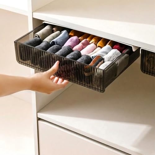 Image of oddpod Reed Under The Table Hidden Drawer /Acrylic Desk Organiser for Home & Office (Black, Large)