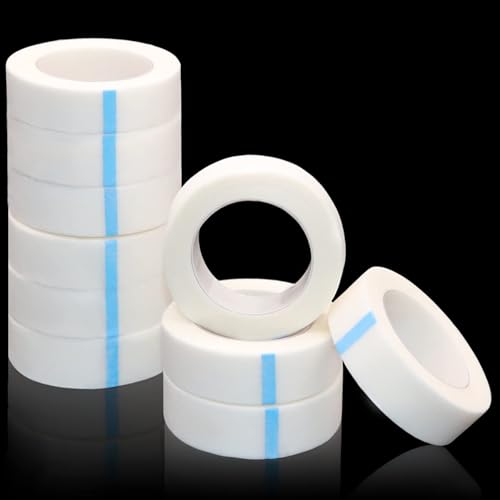 Eyelash Tape Lift Tape Lash Extension Micropore Medical Tape for Eyelash Extensions Eyelash Makeup Tools (10 Rolls 0.5inch×9m)