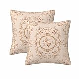 Keebik French Vintage Country Throw Pillow Covers Set of 2 Cushion Covers for Couch Home Bed Living Room Decorative Pillow Cases 18x18 Inch