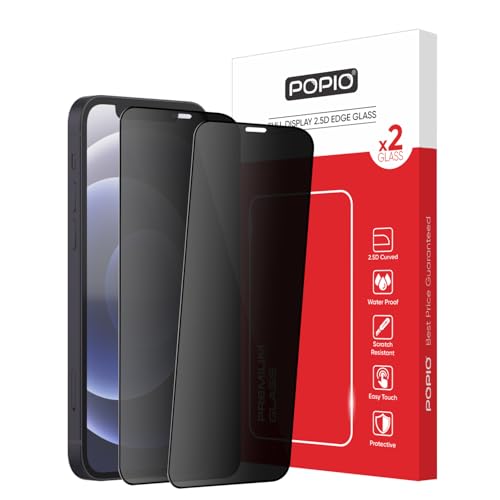 Image of POPIO Xtreme Privacy Pack of 2 Tempered Glass for iPhone 12 /12 Pro | 9H Hardness, Edge-to-Edge Coverage, Anti-Scratch, Anti-Spy