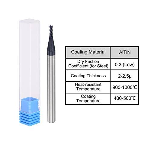 Image of uxcell Square Nose End Mill, 1.5mm Tip Dia Solid Carbide AlTiN Coated CNC Router Bits 4 Flute Spiral Milling Cutter HRC45 with 4mm Shank 50mm (2-inch) Length
