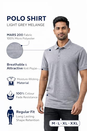 Image of Men's Polo T-Shirt | Breathable, Moisture-Wicking, Soft & Lightweight | Regular Fit Casual & Travel Wear