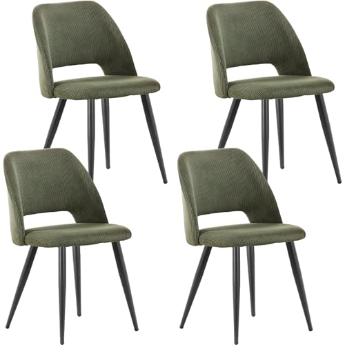 ANVOFONG Pack de 4 Sillas de Comedor,Silla de Cocina con Patas Independientes,Pana Silla Tapizada,Verde Silla de Salón,para el Comedor,Sala de Estar,Cocina,Dormitorio y Sala de Recepción.