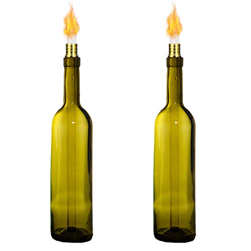 EBaokuup 16 Pieces Wine Bottle Torch Kit - 0.5 x 13.8 Inch Fiberglass Replacement Wicks, Bottle Torch Wicks, Brass Torch Wick Holders for Wine Bottle Torch, Tiki Torche, Patio Garden Light, Oil Lamp - Thumbnail 3