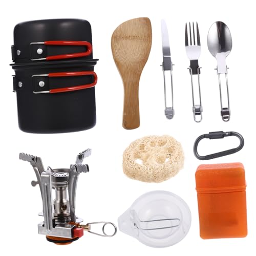 GALPADA 1 Set Portable Camping Cookware Travel Kit for Outdoor Cooking Includes Non Stick Cutlery and Picnic Bowls for Hiking and Picnics for People