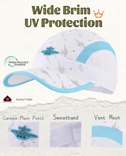 Image of Home Prefer Kids Lightweight Quick Drying Sun Hat Airy Mesh UV Protection Caps Boys Girls UPF50 Baseball Caps Run Beach Water
