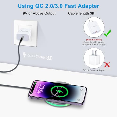 15W Samsung Wireless Charger for Galaxy S24 Ultra S23 FE S22+ S21 S20 FE S10, Android Phone Wireless Charging Station Fast Charging Pad for iPhone 15 14 13 12 Pro Max, Google Pixel 8a 8 Pro 7a 6 Pro