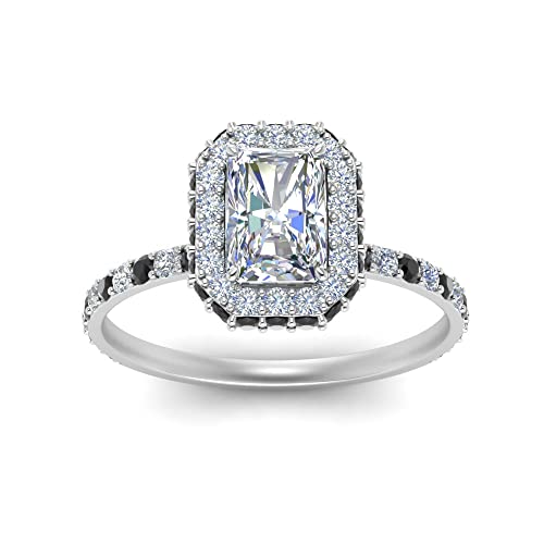 Bague de fiançailles halo de prestige en argent massif et pierre éclatante taille 54