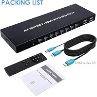 TCNEWCL 4K HDMI KVM Switch 8 Port, KVM Umschalter 8 in 1 out für 8 Computer Aktie Tastatur, Maus, Drucker und 1 HD-Monitor, mit Fernbedienung und 8 USB+HDMI 2-in-1-Kabel – Ansicht 6