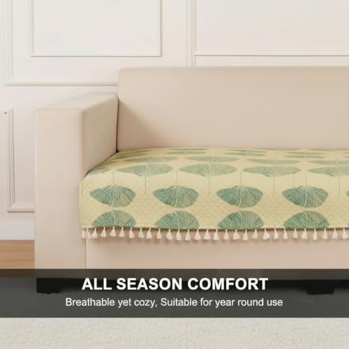 Image of STITCHNEST Quilted Velvet Sofa Cover - 70x30 Inch, Multicolor Pastel Geometric Design, Soft & Luxurious, Washable Sofa Protector for 3-Seater