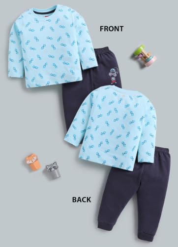 Image of LuvLap Baby Boys 100% Cotton Full Sleeve Boys T-Shirt & Pyjama Sets, Pack Of 3