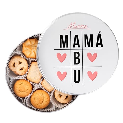 Made In Gift | Lata de Galletas Personalizada Día de la Madre | Regalo Original con Texto para Mamá y Abuela | Galletas de Mantequilla | Regalo Día de la Madre (Mamá/Abu)