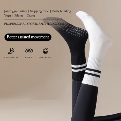 Changyexi Pilates Grip Socks,8 Pairs Yoga Socks Womens Crew Socks Non Slip And Dance Barre Grippy Socks Workout thumb #2