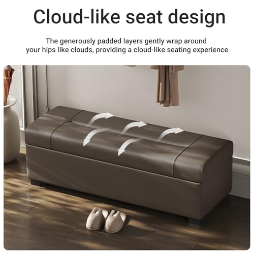 Banc de rangement cuir blanc 80cm pour ranger les couvertures