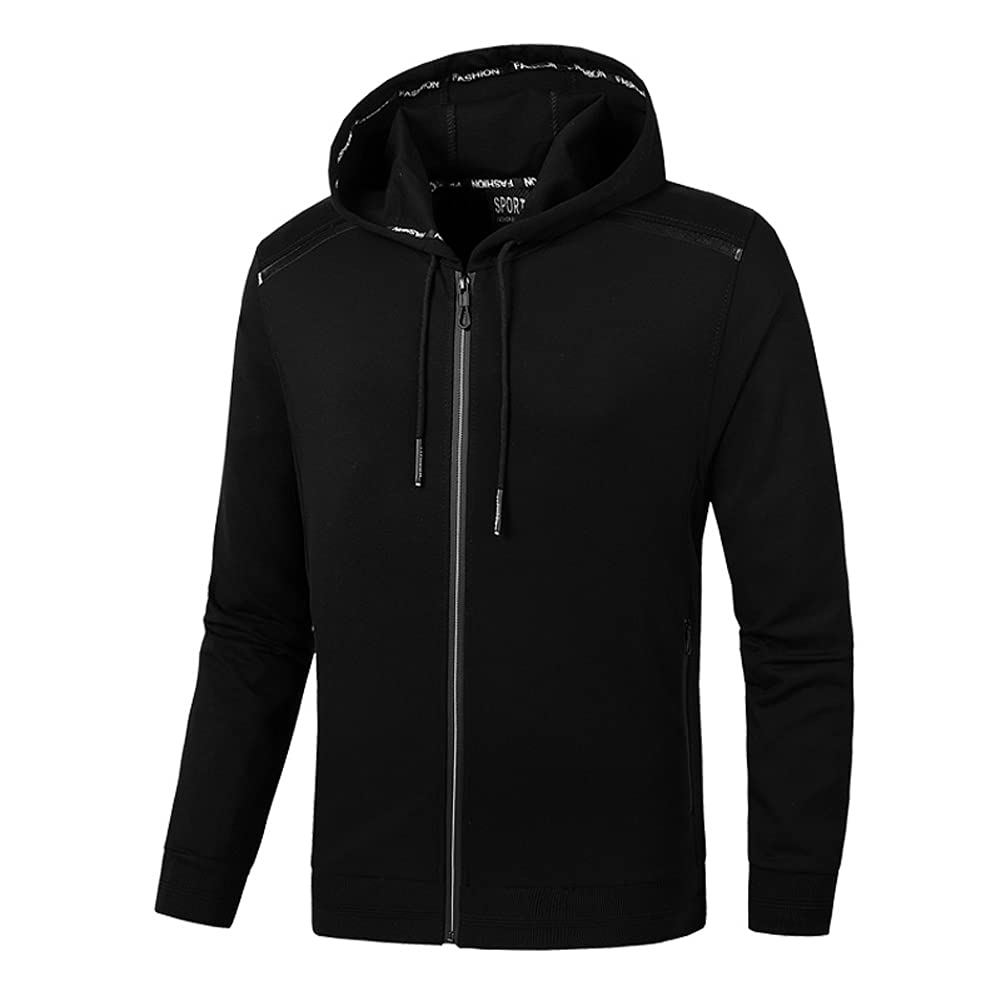 Męski dres treningowy, dres do biegania, bluza z kapturem z zamkiem błyskawicznym + spodnie do biegania, męski dres sportowy, bluza i spodnie sportowe, odzież rekreacyjna, strój domowy, czarny B, 4XL