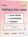 Koala Papier imperméable pour imprimante jet d'encre, 8,5x11 pouce 30 Feuilles, papier imprimable résistant à la déchirure blanche mat, durable et à séchage rapide