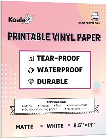 Koala Waterproof Paper Matte White for Inkjet Printer, 8.5x11 In 30 Sheets