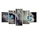 Produktbild Leinwandbilder 5 Teilige Leinwand Graue Katze Wandbilder Kunstdrucke Wandbild Bild auf Kunstdruck Wanddeko Wand Wohnzimmer Wanddekoration Deko Modern. Rahmenlos 150 X 80 cm
