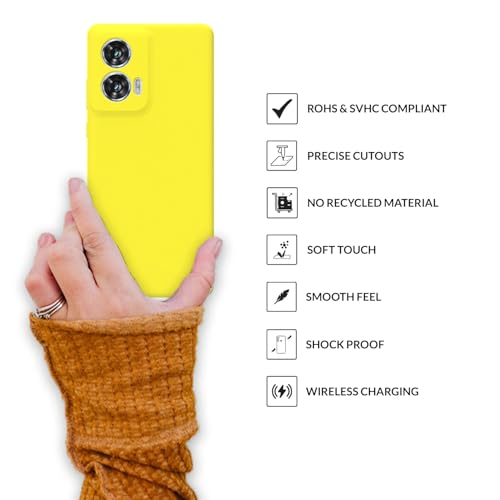 Image of SPRIG Compatible with Moto Edge 50 Fusion Premium SilkTone (Liquid Silicone) Back Cover Drop Tested Shock Proof Mobile Case for Men, Women, Boys and Girls with Camera Protection (Shining Yellow)