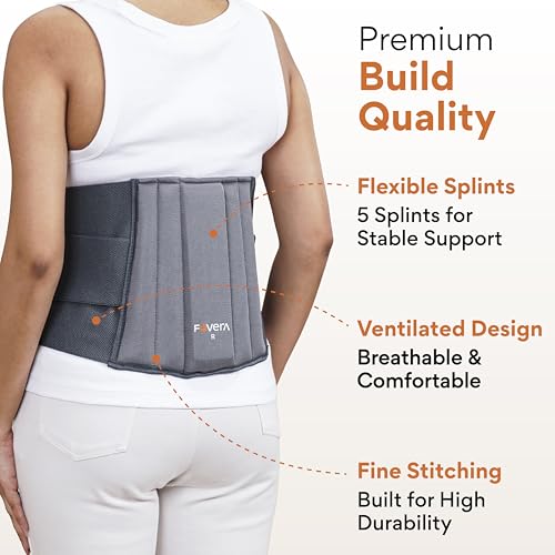 Image of FOVERA Lumbo Sacral Support Belt - Daily Wear Back Brace for Sprains, Strains & Spasms | Comfortable Double Strapping for Lumbar Spine Relief | For Men and Women (Regular, 1 Unit)