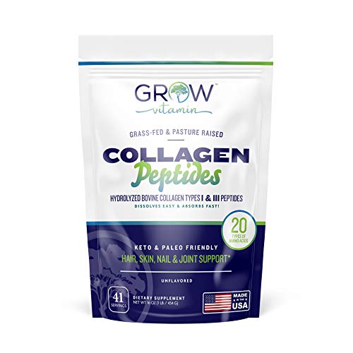Collagen Peptides - Hair, Skin, Nail, and Joint Support - Type I & III Collagen - All-Natural Hydrolized Protein 41 Servings