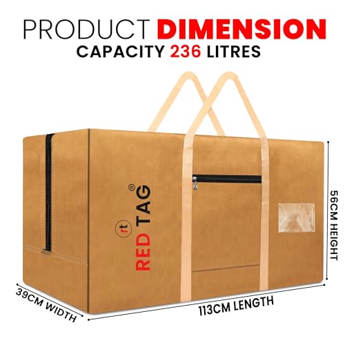 Image of Storite 2 Pack Extra Large Moisture Proof 236 L Heavy Duty 1680 Denier Nylon Multi-Purpose Toys Storage Bag /Stationery Paper /Blankets /Clothes Storage Bag (Brown, 113x39x56 cm)