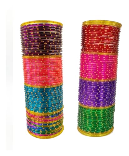 Image of NMII Glass with Plain and Glossy Finished Bangle Set For Women and Girls