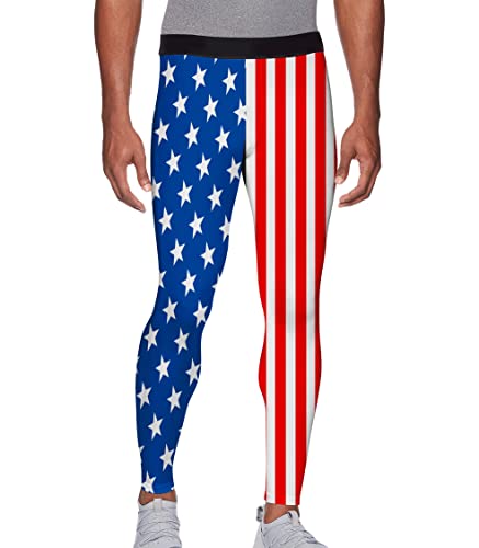 Zimperad Men's American Flag Compression Pants,Workout Training BJJ Spats,Sports Leggings for Running MMA jiu Jitsu Muay Thai