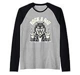 Hombre lobo Heavy Metal Rocker en el concierto del festival de rock Camiseta Manga Raglan