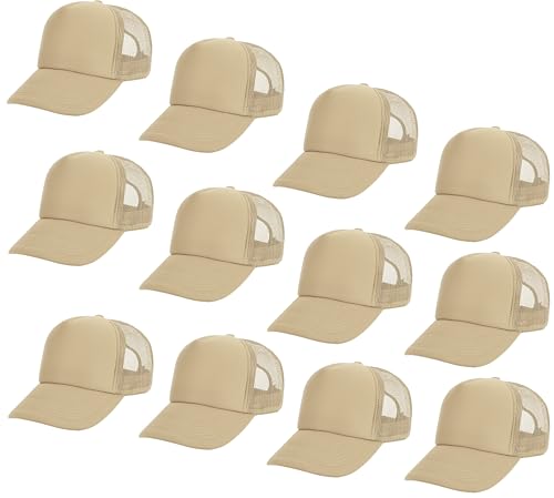 Image of Gelante 12 Pcs Sublimation Blank Trucker Hats - 5 Panel Mesh Snapback Baseball Cap Bulk