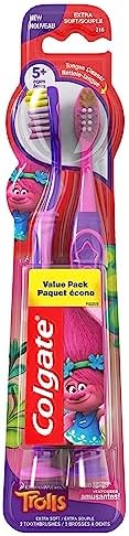 Colgate Kids Toothbrush, Trolls, Extra Soft Toothbrush with Suction Cup, 4 Pack image 4