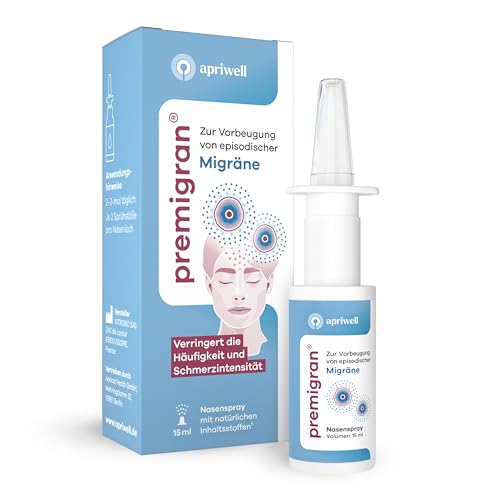 Premigran Migräne Nasenspray 15ml Pumpspray zur Migräne-Prävention mit oder ohne Aura Reduziert Häufigkeit Dauer & Intensität von Attacken ab 12 Jahren
