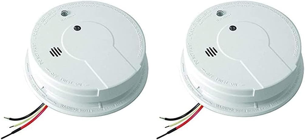 Kidde Smoke Detector, Hardwired Smoke Alarm with 9-Volt Battery Backup, Test-Reset Button, Interconnect Capability (Pack of 2)