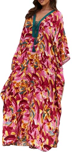 Robe caftan turque ample au design floral raffiné pour vêtement de détente