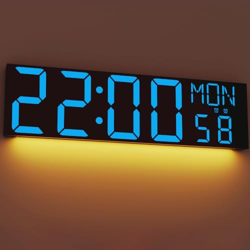 Image of JALL 30 inch Massive Digital Wall Clock for Gym, Wall Clock with Jumbo Number, Remote Operated Extra-Large Display for Church, Gym, Living Room, Blue