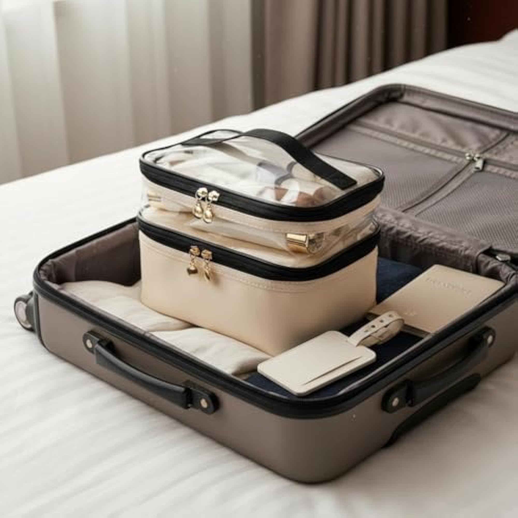 Women's Waterproof Double Layer Makeup Bag, Large Capacity