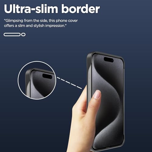 Image of Amazon Basics Cover for iPhone 16 Pro |Hybrid Frameless|Full Camera Protection|Raised Edges|Frosted Matte Translucent Bumper Case(Black)
