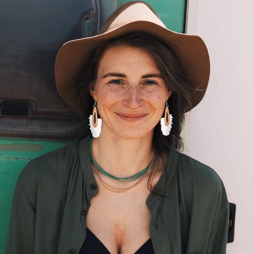 Statement Raffia Tassel Earrings Boho Summer Beach Earrings Lightweight Straw Wicker Dangle Drop Earrings Trendy Rattan Fringe Jewelry for Women2