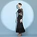 ZYDANC Lace Ballroom Dance Performance Dresses Tango Social Dance Dress Waltz Foxtrot Training Outfit for Women,Black,XL