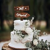 Party to Be Rustic Just Married Wedding Cake Topper in Wood Wedding Cake Decoration