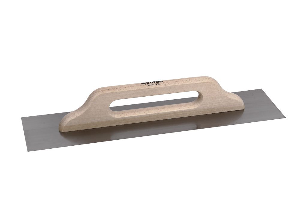 Cofan Llana Extra-Larga para Micro cemento | Medida 500 x 120 x 0.4 mm | Fabricada en Acero Inoxidable | Mango de Madera