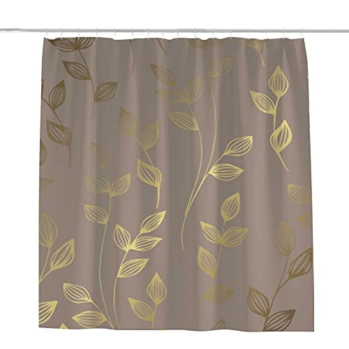 Rideau de douche polyester doré 168x183 cm lavable avec crochets C - 2