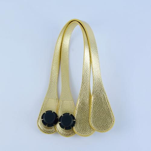 Nouveau 1 Paire de Long Court obag Mince PU poignées en Cuir pour O Bag Bracelets à Main à l'épaule Accessoires (doré 51cm)