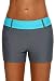 Aleumdr Womens Color Block Wide Waistband Swim Shorts Trunks Tankini Bottoms Boyshort Swimsuit Panty Pockets ,Blue,(US12-14)Large
