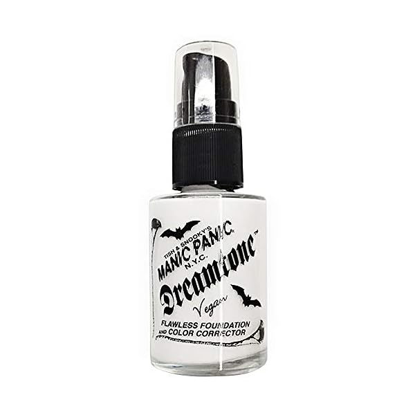 MANIC PANIC Dreamtone Flawless White Liquid Foundation - Full Coverage White Foundation And Color Corrector with Demi Matte Finish - Cosplay, Halloween Makeup, & Everyday Use (0.96oz)