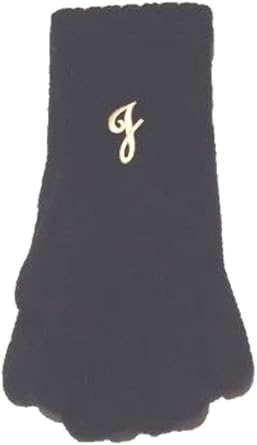 Black Color Angora Gloves Trimmed with Customer Chosen Monogram Letter