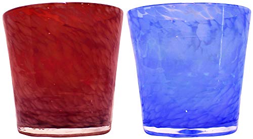 Tida Workshop Rock Glass (Rojo, Azul) φ8.5 cm, Pack de 2